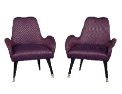 Vintage Italian Zanuso-Style Purple Parlor Chairs