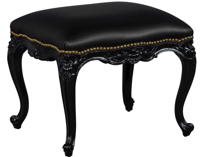Louis XVI Style Oval Back Black Leather Chair – Moxie Interiors