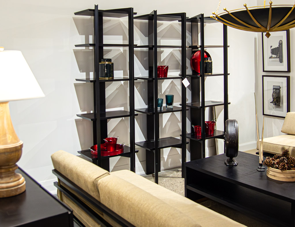Modern Black Bookcase Shelving Cabinet - Carrocel Fine Furniture