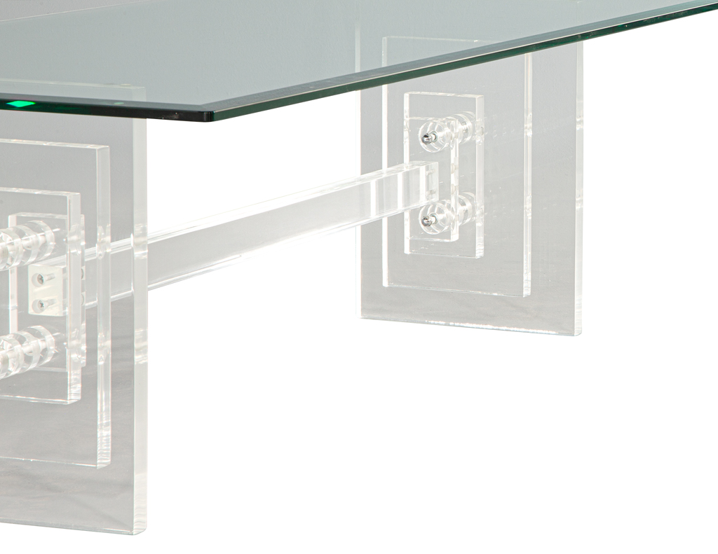 Modern Acrylic Cocktail Table with Geometric Base - Carrocel Fine Furniture