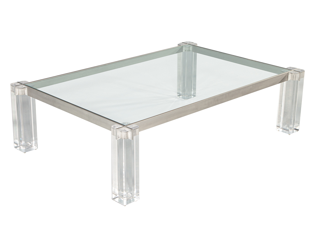 Modern Acrylic Cocktail Table with Metal Frame - Carrocel Fine Furniture