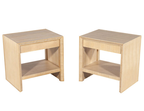 Pair of Modern Oak Nightstand End Tables in Natural Bleached Finish