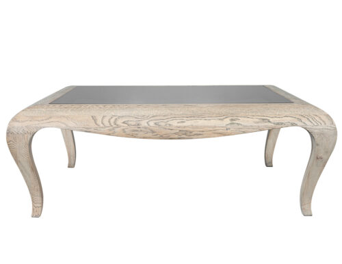 Modern Oak Coffee Table with Smoked Glass Top