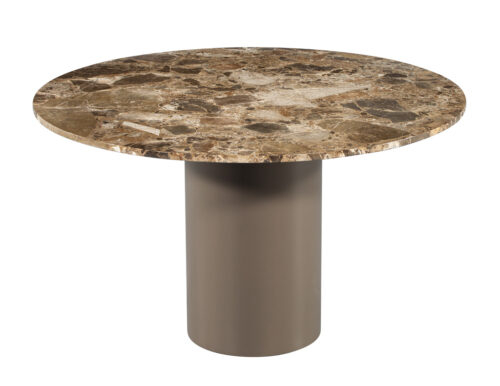 Modern Round Marble Top Dining Table with Column Pedestal