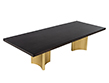 Carrocel Custom Modern Oak Dining Table with Brass Eiffel Pedestals