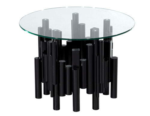 Mid-Century Modern Round Glass and Metal Table